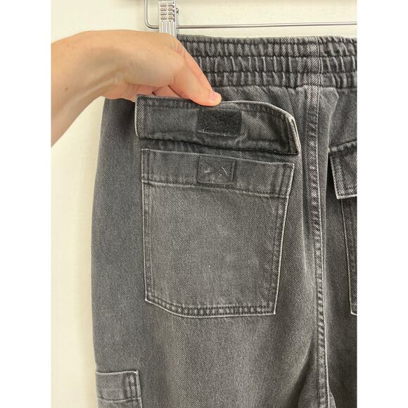 Snacks! By MOTHER The Munchie Ankle Barrel Slouchy Utility Jeans Black - Size 27 - Picture 10 of 12